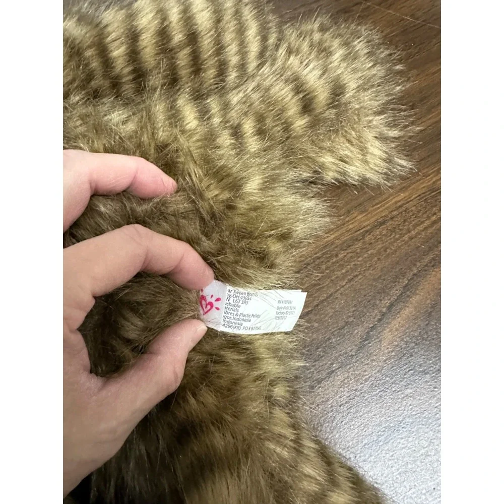 Justice Mandra Sloth Brown Fuzzy Soft Striped Shaggy 13
